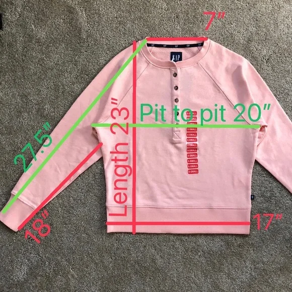 GAP HENLEY SWEATSHIRT, PEACH MELBA, XS - Picture 9 of 9